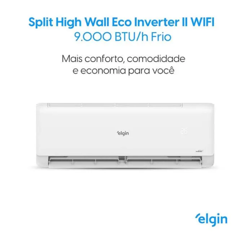 Imagem 1 produto - Ar Condicionado Split Hi-Wall Elgin Eco Inverter II 9.000 Btu/h Frio 220V R-32 | Wi-Fi
